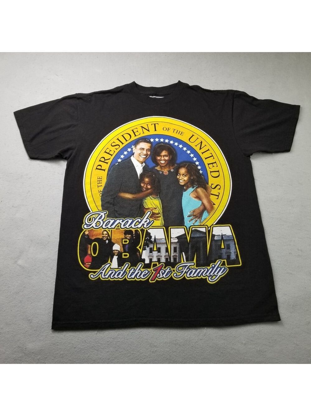 Barack Obama T-Shirt Mens Size L Black RPM And The 1st Family President VTG Y2K